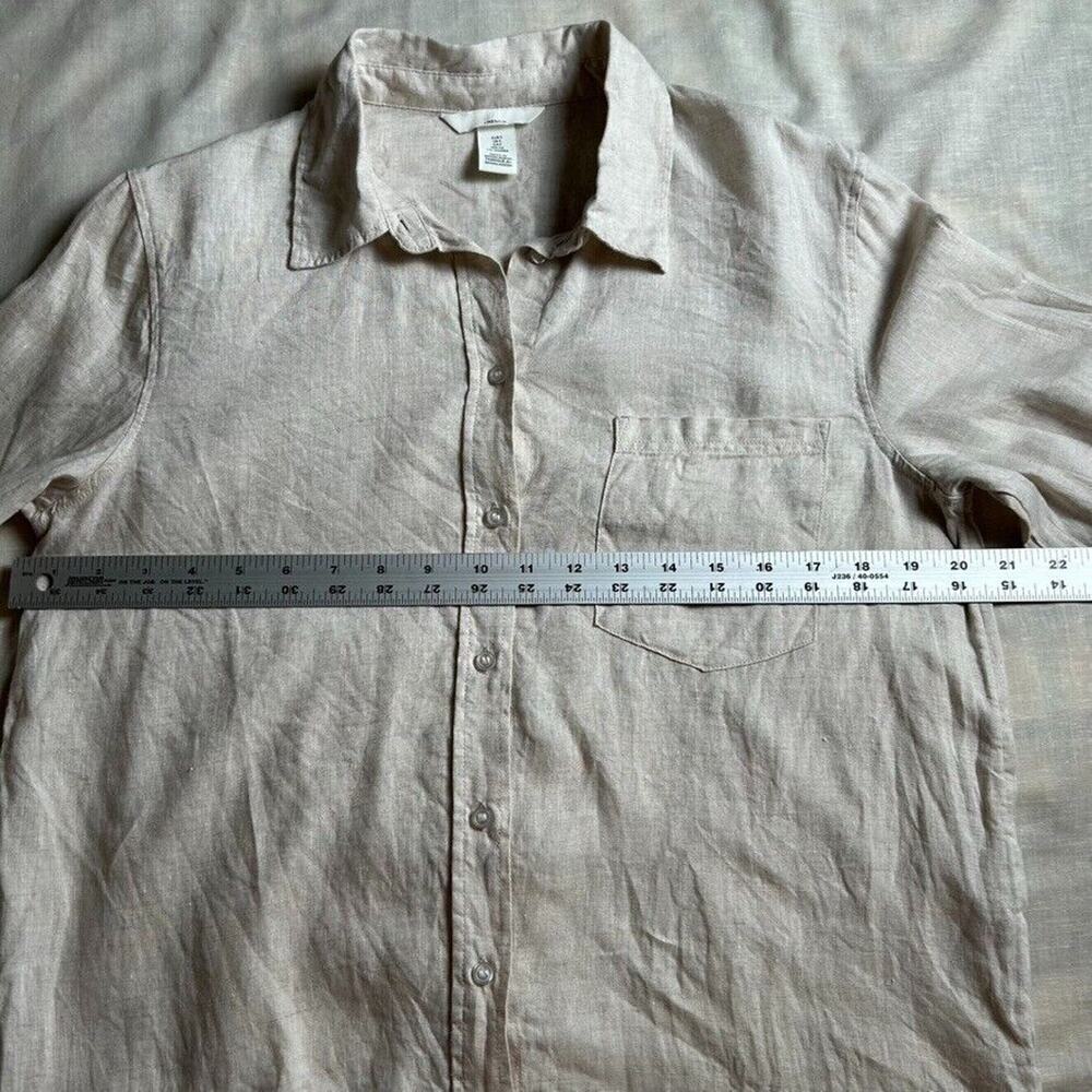 H&M Light Beige Button-Down Linen Blend Shirt - Picture 7 of 9